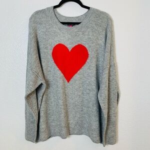Vince Camuto Sweater XXL Heart Print Gray NEW Love Holiday Valentines